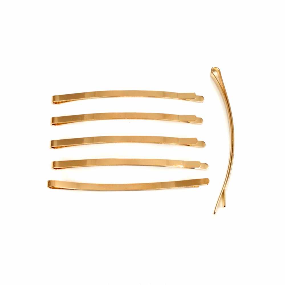 10 pinces guiche ou épingle cheveux fine doré 6.5x0.3cm
