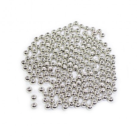 Lot de 200 perles 4mm rondes argenté