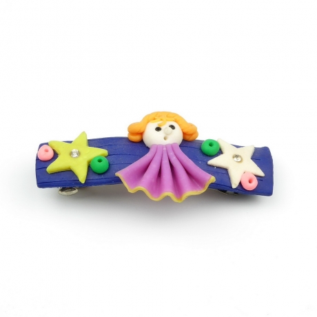 Barrette cheveux 6.5cm motif poupée