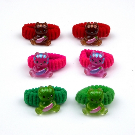 Lot de 6 élastiques cheveux  enfant motif chat assis