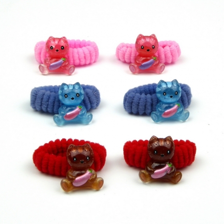 Lot de 6 élastiques cheveux  enfant motif chat debout