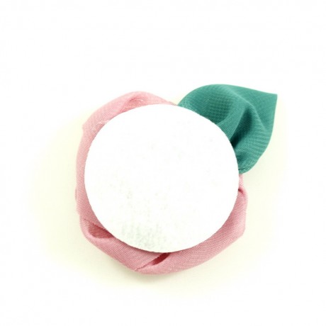 Fleur avec feuille en tissu 6cm - Vieux Rose