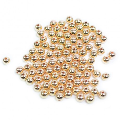 Lot de 100 perles 6mm rondes doré
