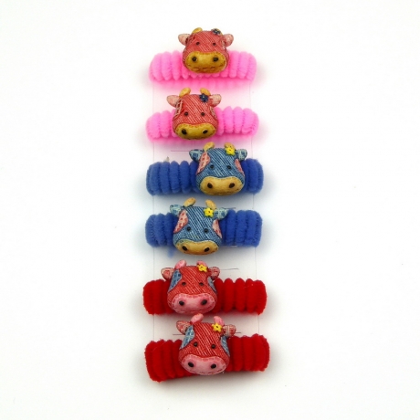 Lot de 6 élastiques cheveux enfant motif vache