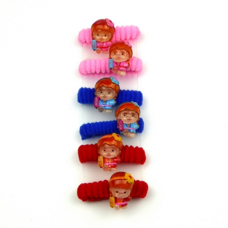 Lot de 6 élastiques cheveux enfant motif poupée