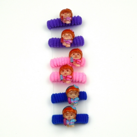 Lot de 6 élastiques cheveux enfant motif poupée