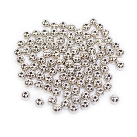 Lot de 100 perles 6mm rondes argenté