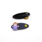Lot de 2 clic clac enfant jean motif poupée peinte Lot de 2 clic clac enfant jean motif poupée peinte