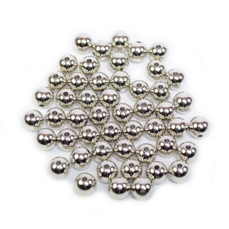 Lot de 50 perles 8mm rondes argenté