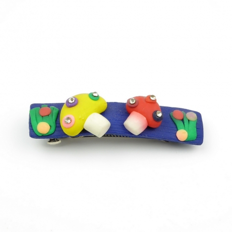 Barrette cheveux 6.5cm motif champignon