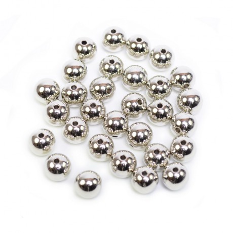 Lot de 30 perles 10mm rondes argenté