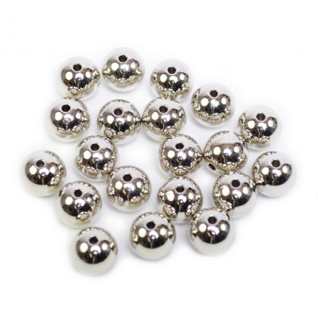 Lot de 20 perles 12mm rondes argenté