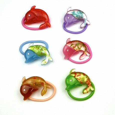 Lot de 6 élastiques cheveux dauphin, coloris assortis
