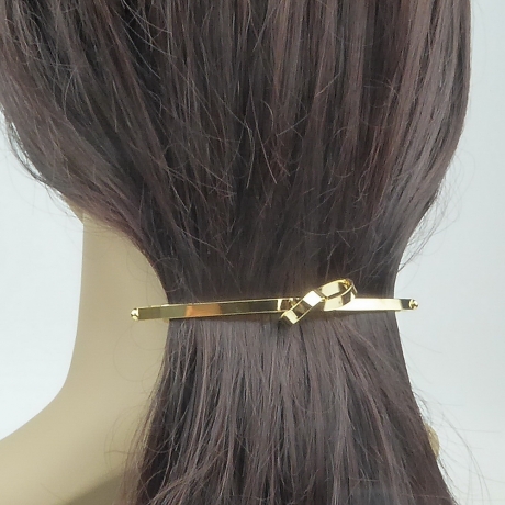 Barrette cheveux métal 11cm motif entrelacé - doré