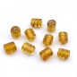 10 perles en verre cylindrique 13mmx10mm jaune moutarde