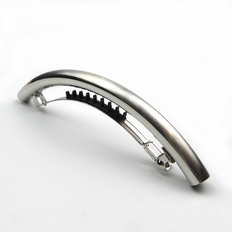 Barrette cheveux longue incurvée, en métal brossé 11cm - argenté