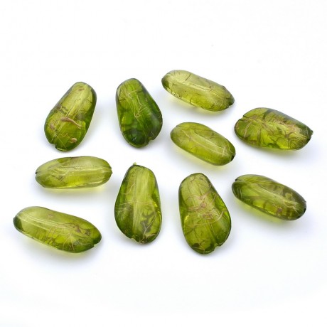 10 perles fantaisies acrylique 25mmx12mm  vert