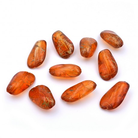 10 perles fantaisies acrylique 25mmx12mm orange