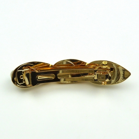 Barrette cheveux feuilles et perles 10.5cm - doré