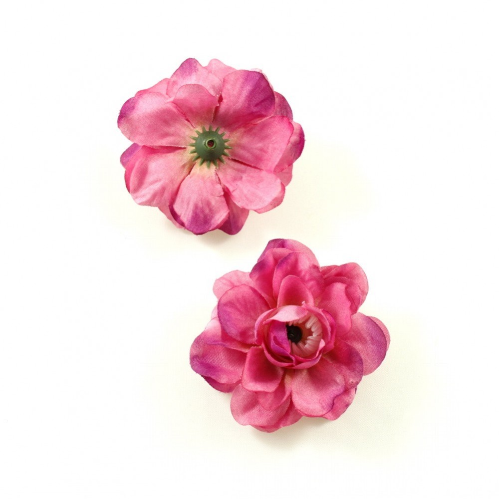 Lot de 10 fleurs artificielles sans tige diam. 5.5cm - rose foncé