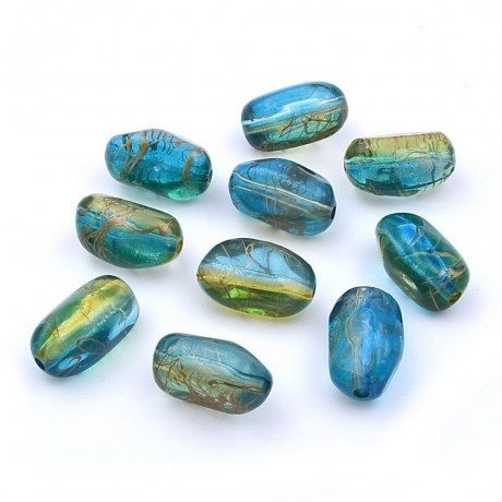 10 perles fantaisies acrylique 21mmx11mm bleu