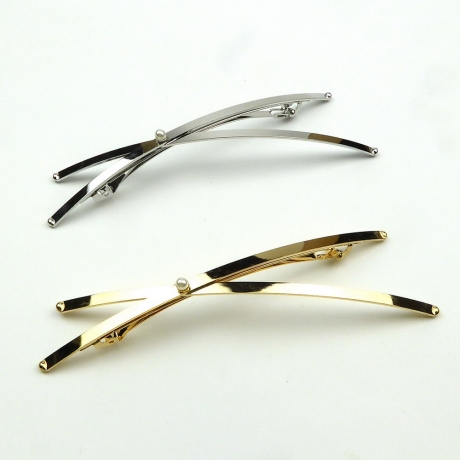 Barrette cheveux X 13cm, en métal - argenté