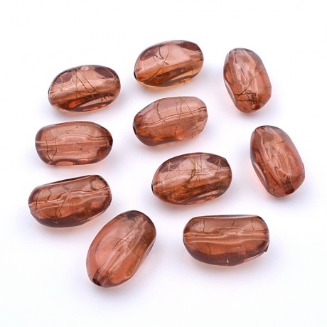 10 perles fantaisies acrylique 21mmx11mm marron