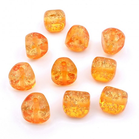 10 perles polygonales en polyrésine 15mm - orange