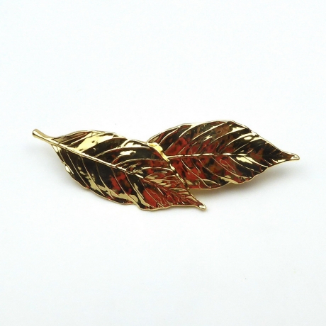 Barrette cheveux métal feuilles 9cm - doré