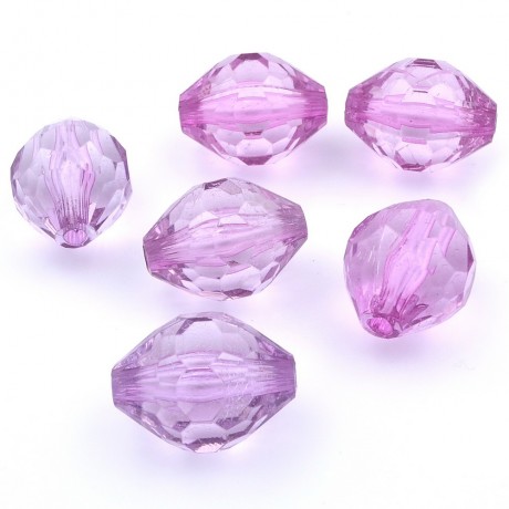 6 perles polygonales en acrylique 30mmx23mm - mauve