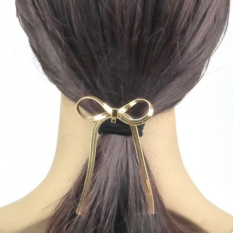 Barrette attache cheveux décorative noeud - doré