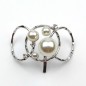 Barrette attache cheveux cercles et perles - argenté