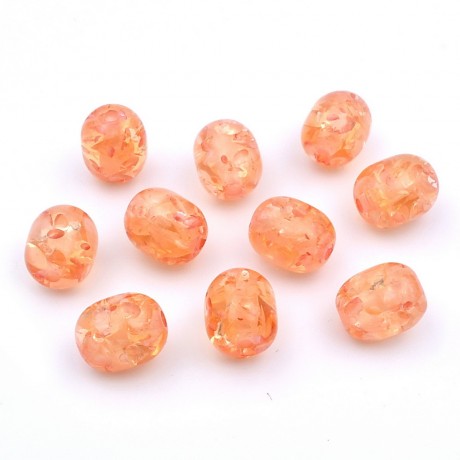10 perles ovales polyrésine 15mmx12mm saumon