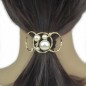 Barrette attache cheveux décorative cercles et perles - doré