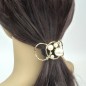 Barrette attache cheveux décorative cercles et perles - doré