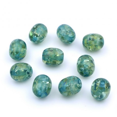 10 perles ovales polyrésine 15mmx12mm vert