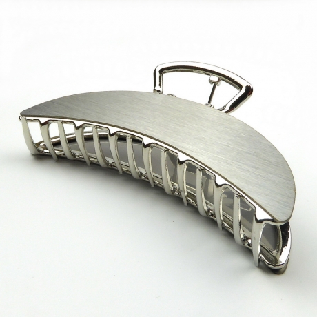 Grande pince cheveux désign croissant de lune 11cm - argent mat