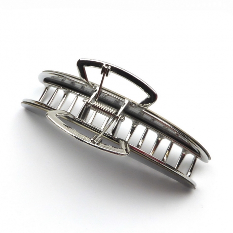 Grande pince cheveux désign croissant de lune 11cm - argent mat