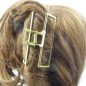 Pince cheveux métal rectangulaire 9cm - doré mat