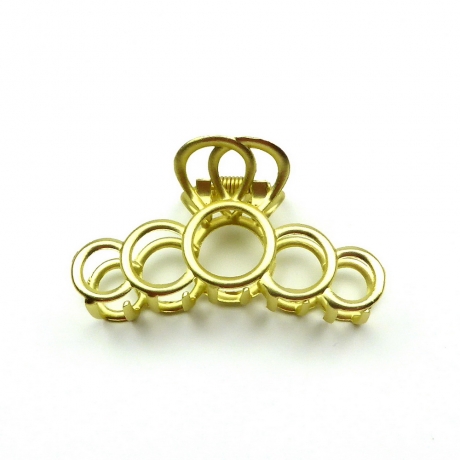 Pince cheveux métal cercle rond 7.5cm - doré mat