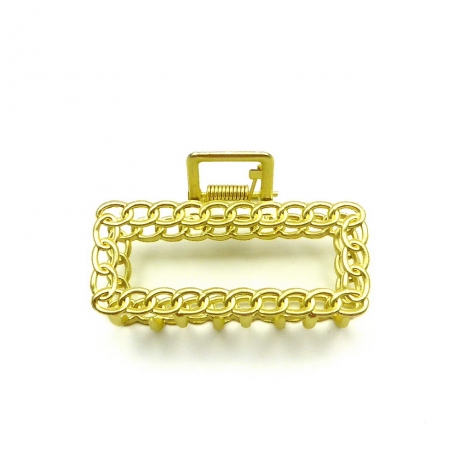 Pince cheveux métal chaine 7cm - doré mat