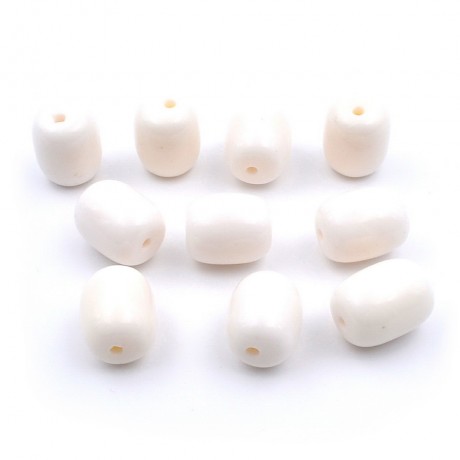 10 perles acrylique forme tonneau 20mmx16mm blanc