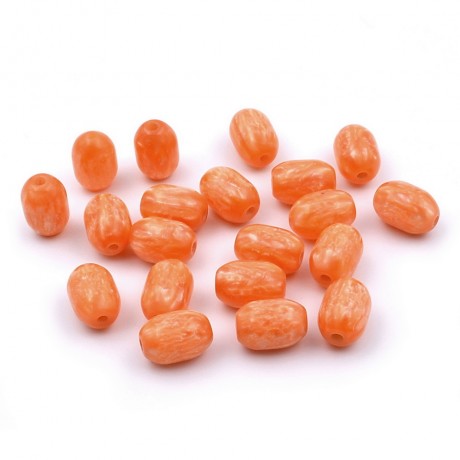 20 perles ovales acrylique nacré 15mmx10mm orange