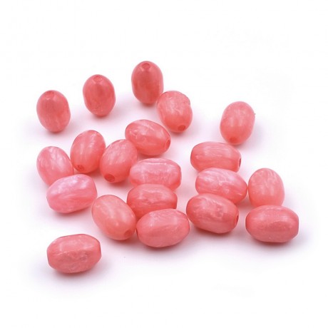 20 perles ovales acrylique nacré 15mmx10mm corail