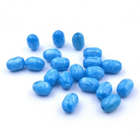 20 perles ovales acrylique nacré 15mmx10mm bleu