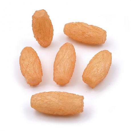 6 perles acrylique forme tonneau 33mmx15mm beige