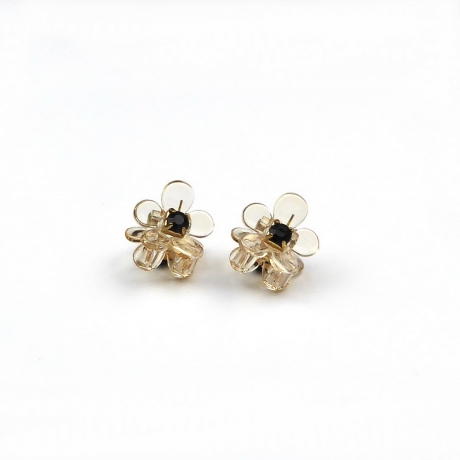 Lot de 2 petites pinces cheveux fleur transparentes - noir