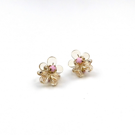 Lot de 2 petites pinces cheveux fleur transparentes - rose