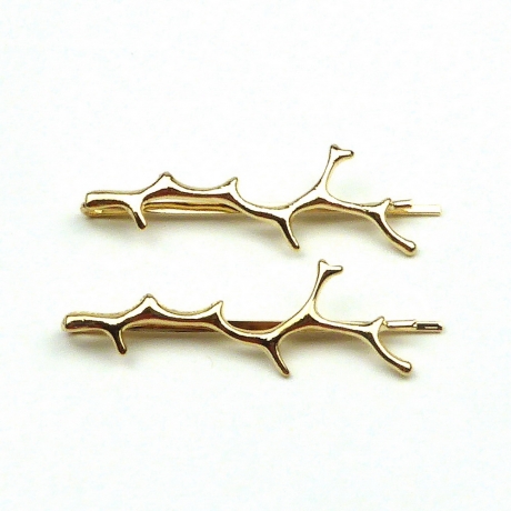 Pince cheveux brindille, 6cm - doré