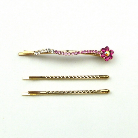Lot de 3 pinces cheveux mèches fantaisie 5cm - doré